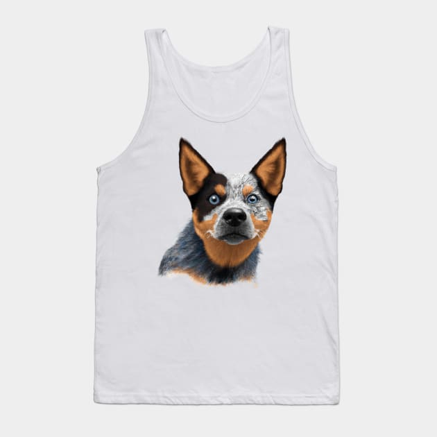 Cute Australian Cattle Dog Drawing Tank Top by Play Zoo